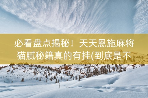必看盘点揭秘！天天恩施麻将猫腻秘籍真的有挂(到底是不是有挂)