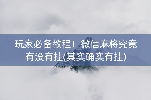 玩家必备教程！微信麻将究竟有没有挂(其实确实有挂)