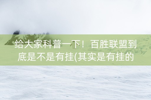 给大家科普一下！百胜联盟到底是不是有挂(其实是有挂的)