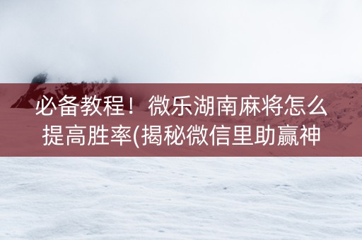 必备教程！微乐湖南麻将怎么提高胜率(揭秘微信里助赢神器购买)