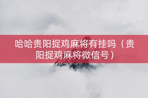哈哈贵阳捉鸡麻将有挂吗（贵阳捉鸡麻将微信号）