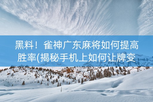 黑料！雀神广东麻将如何提高胜率(揭秘手机上如何让牌变好)