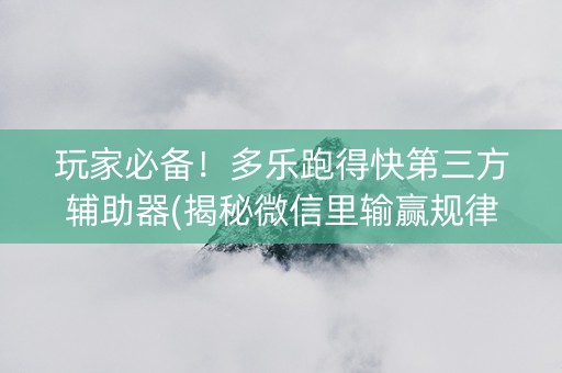 玩家必备！多乐跑得快第三方辅助器(揭秘微信里输赢规律)