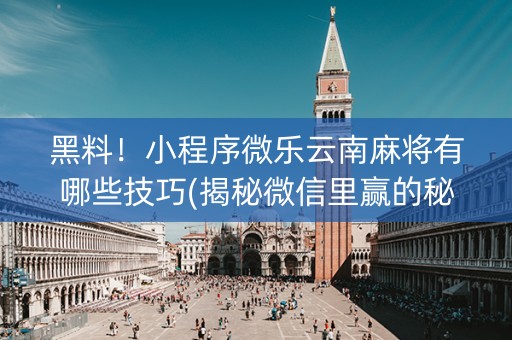 黑料！小程序微乐云南麻将有哪些技巧(揭秘微信里赢的秘诀)