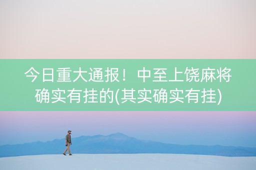 今日重大通报！中至上饶麻将确实有挂的(其实确实有挂)