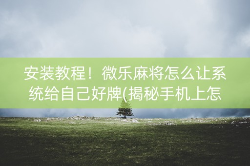 安装教程！微乐麻将怎么让系统给自己好牌(揭秘手机上怎么容易赢)