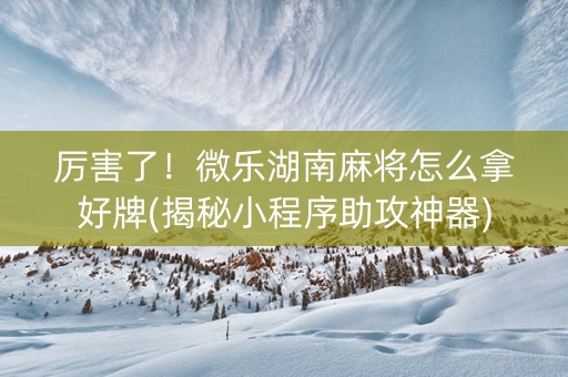 厉害了！微乐湖南麻将怎么拿好牌(揭秘小程序助攻神器)