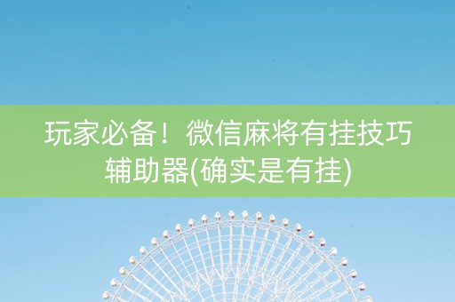 玩家必备！微信麻将有挂技巧辅助器(确实是有挂)