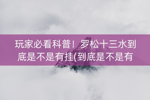 玩家必看科普！罗松十三水到底是不是有挂(到底是不是有挂)