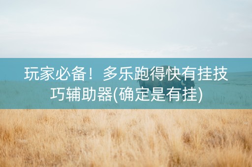 玩家必备！多乐跑得快有挂技巧辅助器(确定是有挂)
