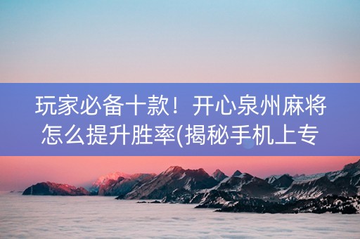 玩家必备十款！开心泉州麻将怎么提升胜率(揭秘手机上专用神器)