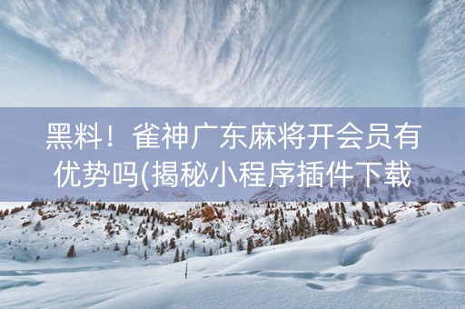 黑料！雀神广东麻将开会员有优势吗(揭秘小程序插件下载)