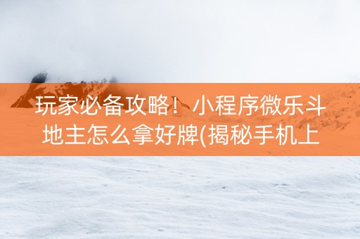 玩家必备攻略！小程序微乐斗地主怎么拿好牌(揭秘手机上如何让牌变好)