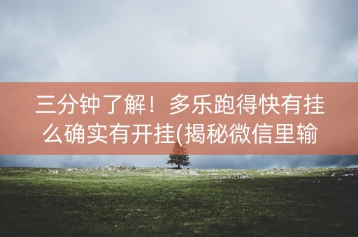 三分钟了解！多乐跑得快有挂么确实有开挂(揭秘微信里输赢技巧)