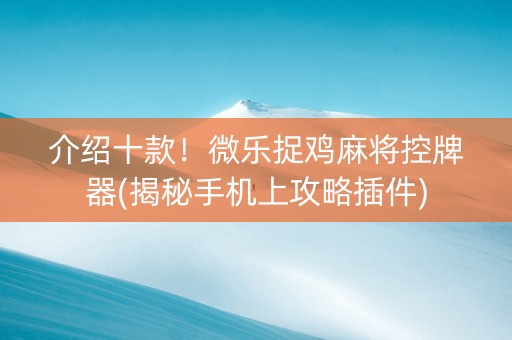 介绍十款！微乐捉鸡麻将控牌器(揭秘手机上攻略插件)