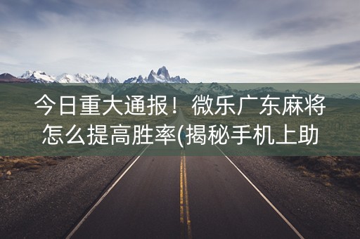今日重大通报！微乐广东麻将怎么提高胜率(揭秘手机上助赢神器)