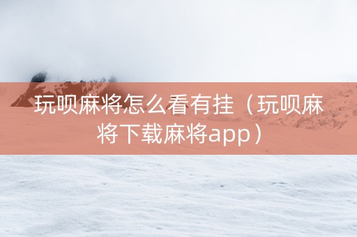 玩呗麻将怎么看有挂（玩呗麻将下载麻将app）