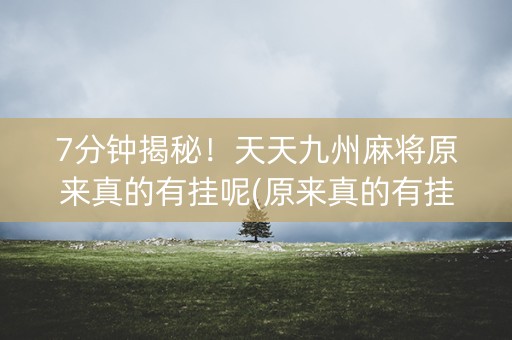 7分钟揭秘！天天九州麻将原来真的有挂呢(原来真的有挂)