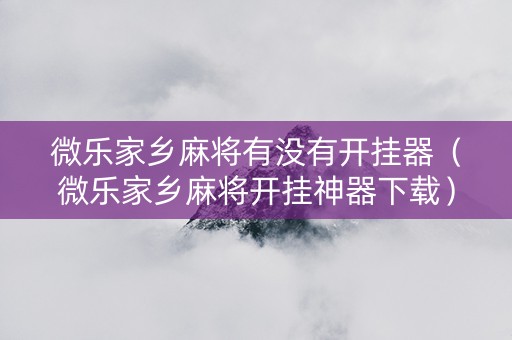 微乐家乡麻将有没有开挂器（微乐家乡麻将开挂神器下载）