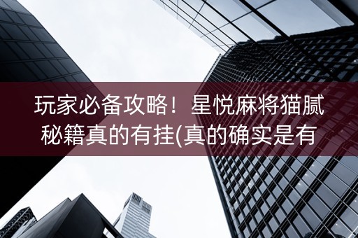 玩家必备攻略！星悦麻将猫腻秘籍真的有挂(真的确实是有挂)