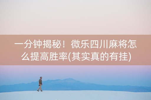 一分钟揭秘！微乐四川麻将怎么提高胜率(其实真的有挂)