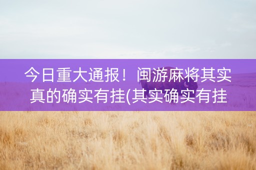今日重大通报！闽游麻将其实真的确实有挂(其实确实有挂)