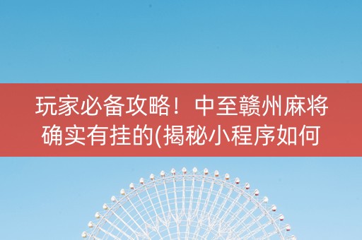 玩家必备攻略！中至赣州麻将确实有挂的(揭秘小程序如何让牌变好)