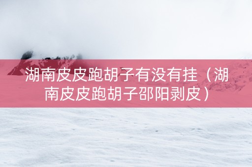 湖南皮皮跑胡子有没有挂（湖南皮皮跑胡子邵阳剥皮）