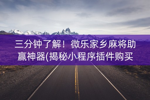 三分钟了解！微乐家乡麻将助赢神器(揭秘小程序插件购买)