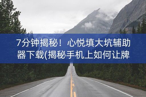 7分钟揭秘！心悦填大坑辅助器下载(揭秘手机上如何让牌变好)