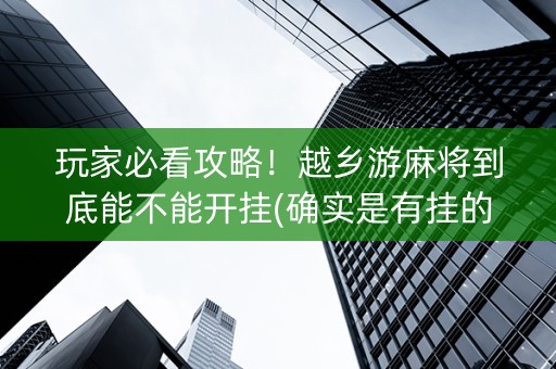 玩家必看攻略！越乡游麻将到底能不能开挂(确实是有挂的)