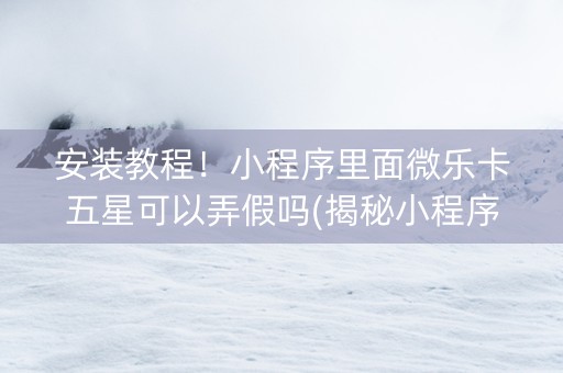 安装教程！小程序里面微乐卡五星可以弄假吗(揭秘小程序助攻神器)