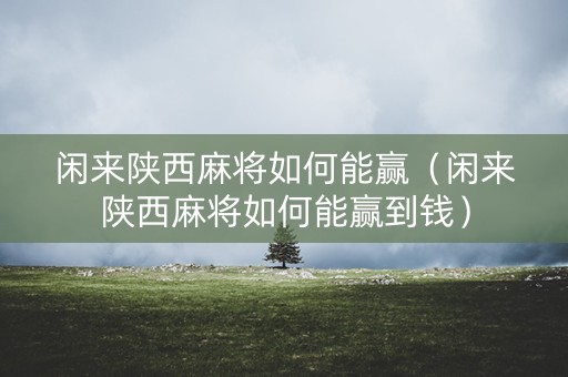 闲来陕西麻将如何能赢（闲来陕西麻将如何能赢到钱）