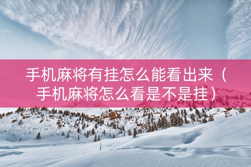 手机麻将有挂怎么能看出来（手机麻将怎么看是不是挂）