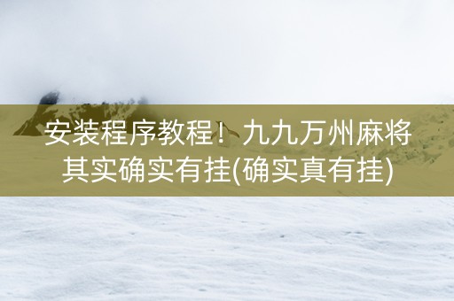 安装程序教程！九九万州麻将其实确实有挂(确实真有挂)