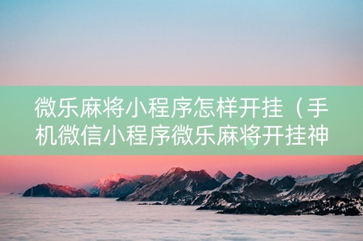 微乐麻将小程序怎样开挂（手机微信小程序微乐麻将开挂神器下载）