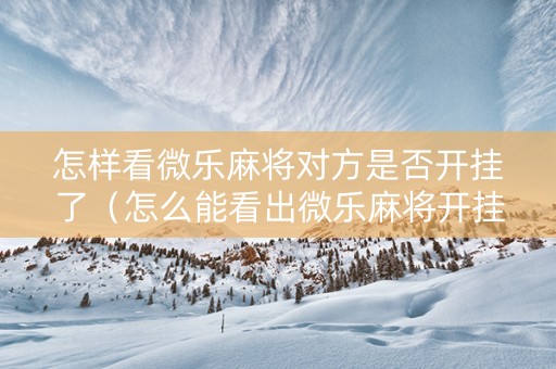 怎样看微乐麻将对方是否开挂了（怎么能看出微乐麻将开挂）