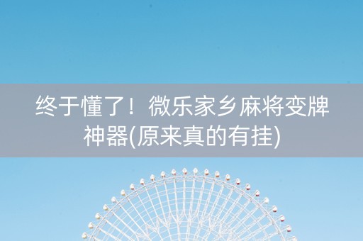 终于懂了！微乐家乡麻将变牌神器(原来真的有挂)