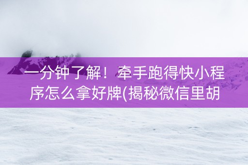 一分钟了解！牵手跑得快小程序怎么拿好牌(揭秘微信里胡牌技巧)