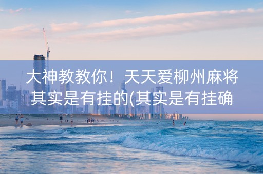 大神教教你！天天爱柳州麻将其实是有挂的(其实是有挂确实有挂)