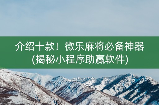 介绍十款！微乐麻将必备神器(揭秘小程序助赢软件)