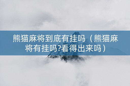 熊猫麻将到底有挂吗（熊猫麻将有挂吗?看得出来吗）