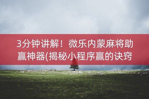 3分钟讲解！微乐内蒙麻将助赢神器(揭秘小程序赢的诀窍)