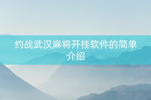 约战武汉麻将开挂软件的简单介绍