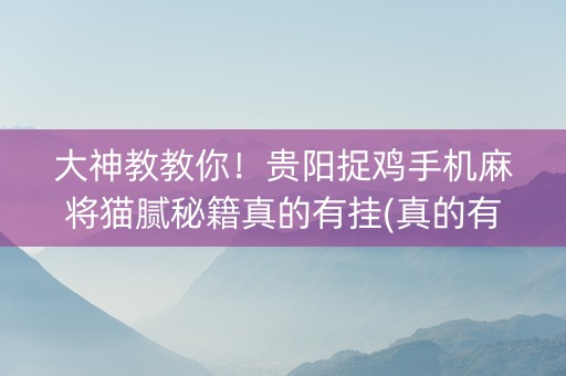 大神教教你！贵阳捉鸡手机麻将猫腻秘籍真的有挂(真的有挂确实有挂)