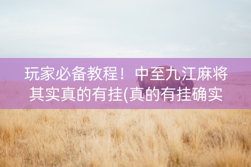 玩家必备教程！中至九江麻将其实真的有挂(真的有挂确实有挂)