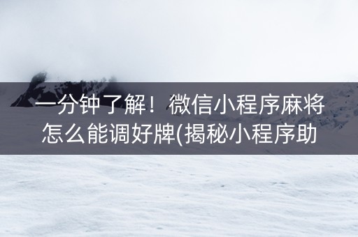一分钟了解！微信小程序麻将怎么能调好牌(揭秘小程序助赢软件)