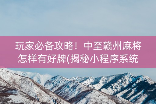 玩家必备攻略！中至赣州麻将怎样有好牌(揭秘小程序系统发好牌)
