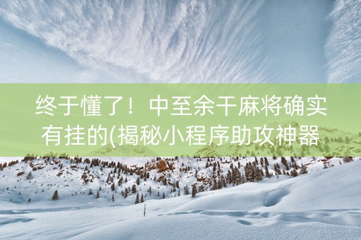 终于懂了！中至余干麻将确实有挂的(揭秘小程序助攻神器)