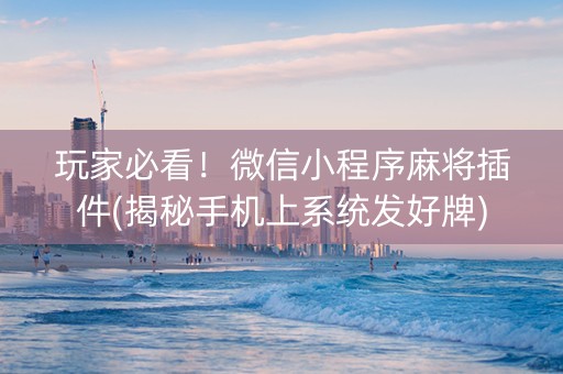 玩家必看！微信小程序麻将插件(揭秘手机上系统发好牌)